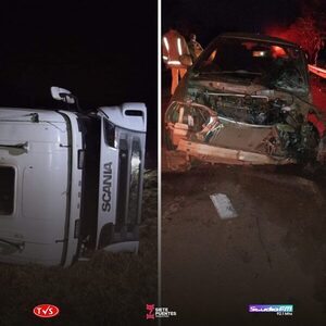 ACCIDENTE DE TRÁNSITO EN TOMÁS ROMERO PEREIRA DEJA IMPORTANTES DAÑOS MATERIALES - «TVS DIGITAL»