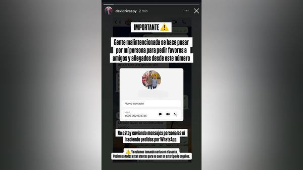 Alertan sobre personas que se hacen pasar por el senador David Rivas