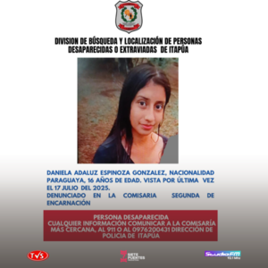 Alerta en Encarnación: Buscan a Adolescente Desaparecida en el Circuito Comercial - «TVS DIGITAL»