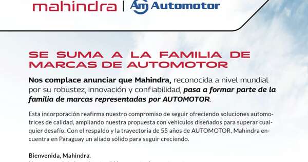 La Nación / Mahindra se incorpora a la familia de marcas representadas por Automotor