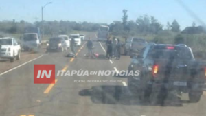 MOTOCICLISTA RESULTA HERIDO TRAS CHOQUE CON ÓMNIBUS EN CNEL. BOGADO