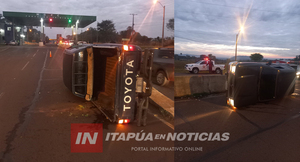 CAMIONETA VOLCÓ SOBRE LA RUTA PY06 EN TRINIDAD 