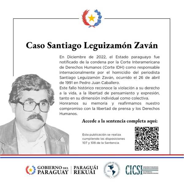 Caso Leguizamón: Gobierno refuerza acciones para cumplir con sentencia de la Corte Interamericana - .::Agencia IP::.