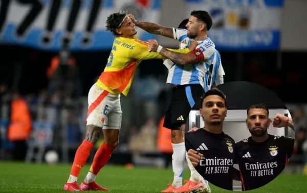 ¡Momentazo! ¡Mirá el reencuentro entre Richard Ríos y Otamendi, que van a ser compañeros!
