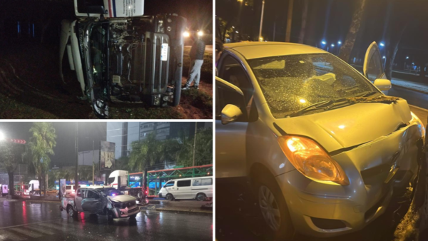 Madrugada accidentada en Alto Paraná: Varios siniestros viales dejaron daños y aprehensiones