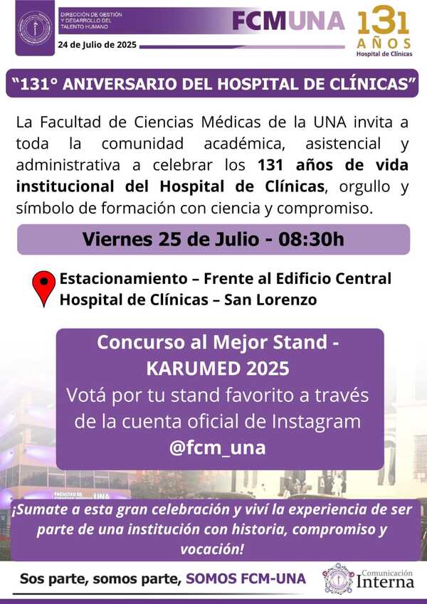 Hospital de Clínicas celebra su 131° aniversario con una jornada llena de ciencia, compromiso y tradición » San Lorenzo PY