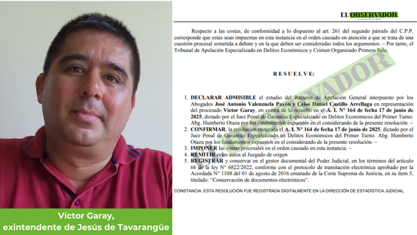 Cámara confirmó elevación a juicio del proceso penal al exintendente de Jesús de Tavarangüe por lesión de confianza - El Observador