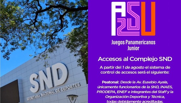 Accesos al Complejo SND durante los Juegos Panamericanos Junior Asunción 2025