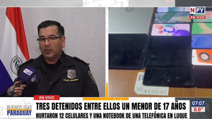 Detienen a tres jóvenes, uno menor de edad tras hurtar 12 celulares a una compañía telefónica