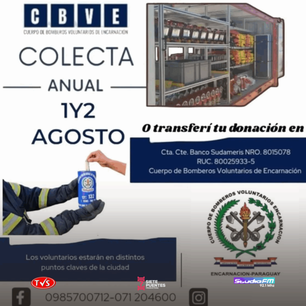 Colecta Anual de Bomberos Voluntarios de Encarnación: Un Llamado a la Solidaridad - «TVS DIGITAL»