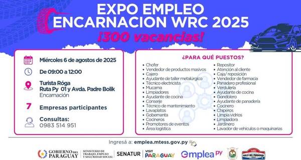 Expo Empleo Encarnación WRC ofrece 300 vacancias
