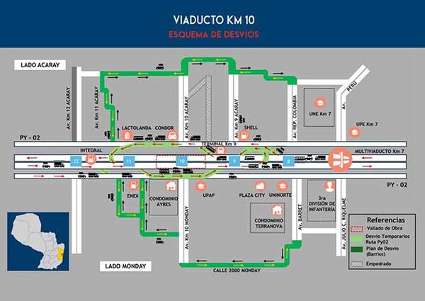 Intensifican obras de desvío para construcción del viaducto que financia Itaipú en el Km. 10 de CDE | DIARIO PRIMERA PLANA