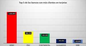 La cartera de tarjetas de crédito creció 26,11% a junio