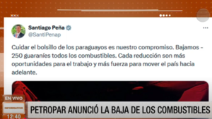 Petropar anunció la baja de los combustibles