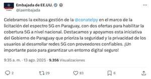 Diario HOY | Embajada de EEUU celebra gestión para licitar red 5G en Paraguay