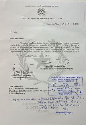 Peña entrega a Diputados informe final sobre intervención en Ciudad del Este