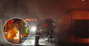 Colectivo se incendia en pleno centro de Asunción - SNT