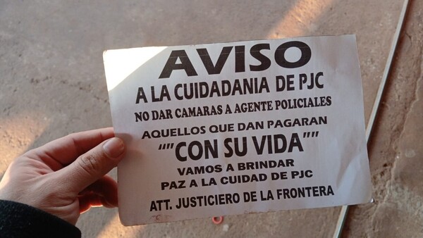 Policía investiga aparición de panfletos atribuidos al Justiciero de la Frontera