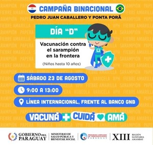 Vacunarán contra el sarampión durante jornada binacional en frontera con Brasil - ADN Digital