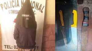 Hombre borracho intentó atacar a su esposa con machete y fue detenido - Noticiero Paraguay