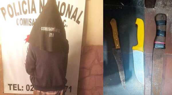 Hombre borracho intentó atacar a su esposa con machete y fue detenido - Noticiero Paraguay