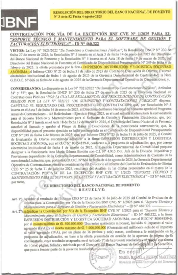 BNF fuerza millonaria licitación por excepción para los “amigos” de Peña - Política - ABC Color