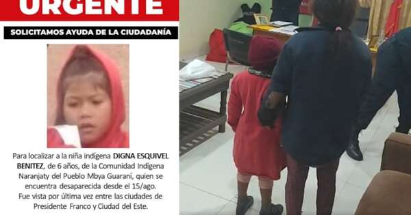 Diario HOY | Alto Paraná: localizan a niña indígena que llevaba más de una semana desaparecida