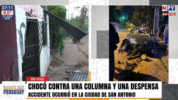 Conductor con antecedentes chocó contra una despensa y vivienda de adultos mayores en San Antonio