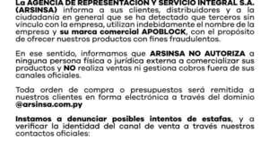 La Nación / ARSINSA advierte sobre uso indebido de su marca comercial Apoblock