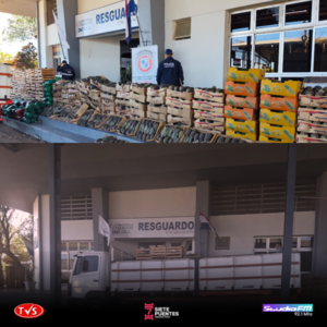 INCAUTAN PRODUCTOS FRUTIHORTÍCOLAS DE CONTRABANDO VALUADOS EN 89 MILLONES DE GUARANÍES - «TVS DIGITAL»