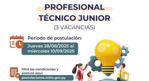 MITIC abre convocatorias a profesionales para apoyar proyecto de laboratorios en instituciones educativas