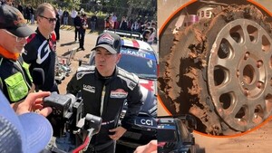 ¿Presi tyeraku? Así quedó la rueda del francés que alzó a Santi de copiloto en el Rally