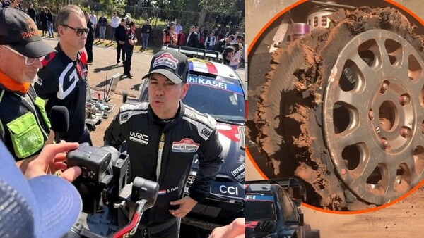 ¿Presi tyeraku? Así quedó la rueda del francés que alzó a Santi de copiloto en el Rally