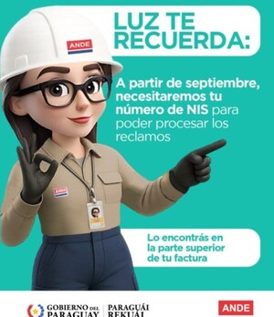 Desde setiembre, los reclamos a la Ande deben realizarse con número de NIS