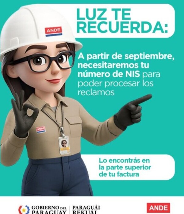 Desde setiembre, los reclamos a la Ande deben realizarse con número de NIS