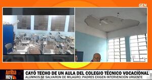 Diario HOY | Cae cielorraso de un aula: directora evidencia falta de inspecciones del MEC