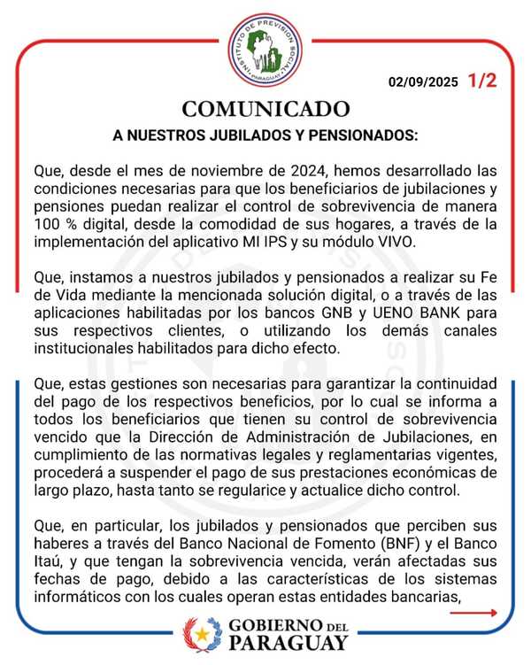 IPS recuerda a asegurados que el control de sobreviviencia puede hacerse digitalmente