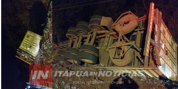 CAMIÓN DESPISTÓ Y VOLCÓ EN EL DISTRITO DE TRINIDAD