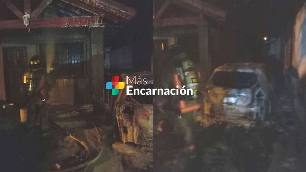 Incendio vehicular afectó una vivienda en el barrio Arroyo Porã de Cambyretá