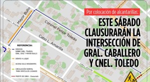 Este sábado inhabilitarán temporalmente la intersección de Gral. Caballero y Cnel. Toledo por obras de alcantarillado