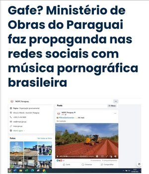 Prensa brasileña expone bochorno del MOPC por usar canción pornográfica en video oficial