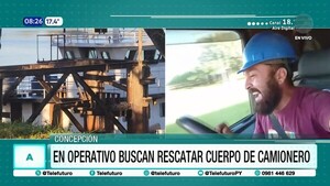 Operativo de rescate del cuerpo del camionero que cayó al río