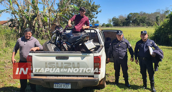 POLICÍA RECUPERA MOTOCICLETA QUE HABÍA SIDO HURTADA EN CAMBYRETÁ