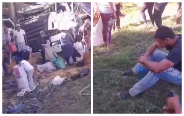 Popular / Conductor herido es despojado de su carga tras vuelco de camión