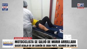 ¡Milagro en Limpio! Motociclista se salvó de morir arrollado por un camión de gran porte