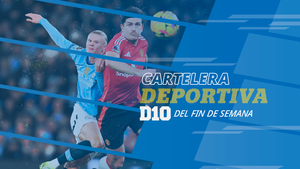 Cartelera deportiva con el derbi de Manchester