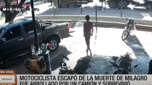 Motociclista escapó de la muerte de milagro