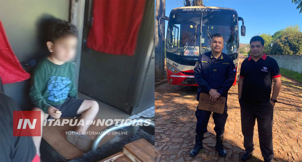 NIÑO SUBIÓ A UN COLECTIVO SIN SU MADRE DESDE ENCARNACIÓN HASTA CAMBYRETÁ