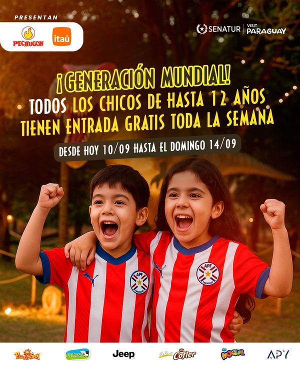 Para celebrar la clasificación de Paraguay, todos los niños entran gratis a “Dino Aventura” - trece