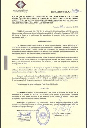 Fiscalía abre causa penal contra senadores por audios atribuidos - El Trueno